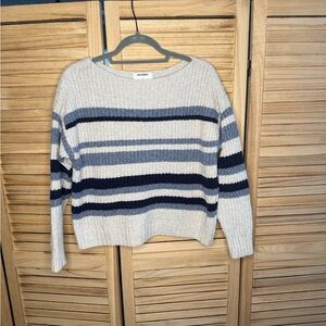 Old Navy Women's Striped Sweater - Cream and Navy